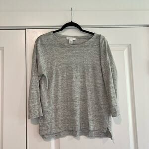 Nordstrom Signature Women's 3/4 Sleeve‎ Crewneck Top Light Grey Size S